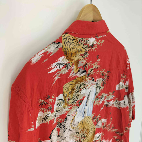 オールセインツ ALLSAINTS 虎 タイガー 開襟 オープンカラー レーヨン アロハ シャツ メンズ import:L