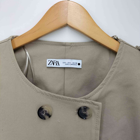 ザラ ZARA ノースリーブ ギャバジン トレンチワンピース レディース import:L