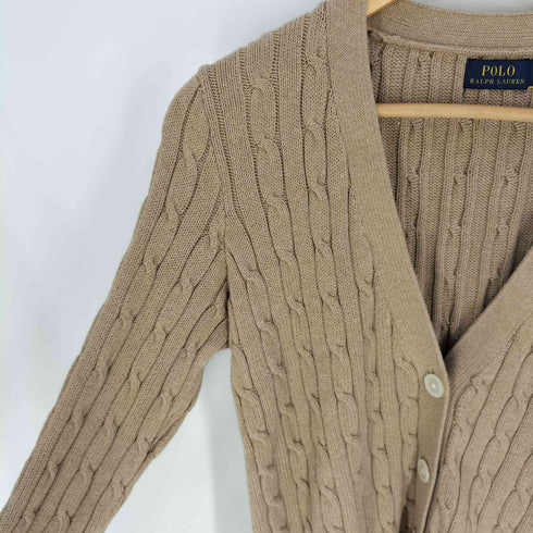 ポロラルフローレン POLO RALPH LAUREN ポニー刺繍 コットン ケーブルニットカーディガン レディース import:M