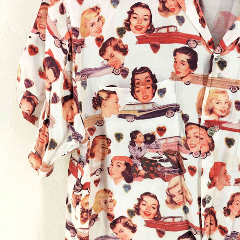 ドライボーンズ Dry Bones 総柄オープンカラーアロハシャツ メンズ import:L