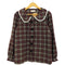 Favorite チェック 丸襟 リボン シャツ レディース M-L