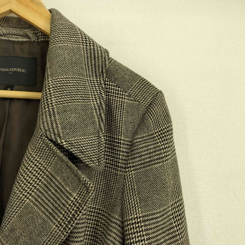 バナナリパブリック BANANA REPUBLIC NEUTRAL PLAID TIE WRAP CORT チェック柄 ウール混 コート レディース import:M