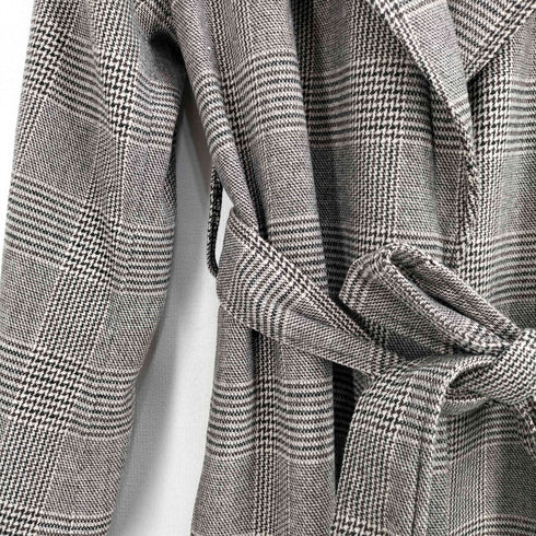 バナナリパブリック BANANA REPUBLIC NEUTRAL PLAID TIE WRAP CORT チェック柄 ウール混 コート レディース import:M