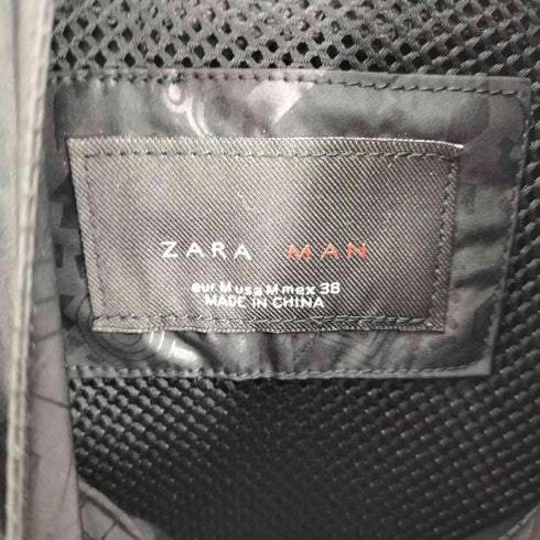 ザラマン ZARA MAN 幾何学模様 総柄 裏地 メッシュ スタンドネック ポリ ジャケット メンズ import:M