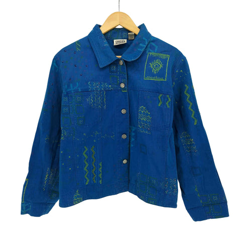 CHICOS DESIGN .90s 総柄 ビジュー トラッカージャケット レディース JPN:2