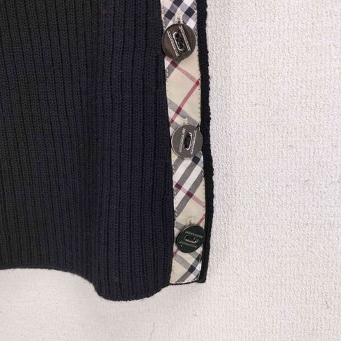 バーバリーロンドン BURBERRY LONDON ノバチェック タートルネック サイドボタン 半袖ニット レディース JPN:2
