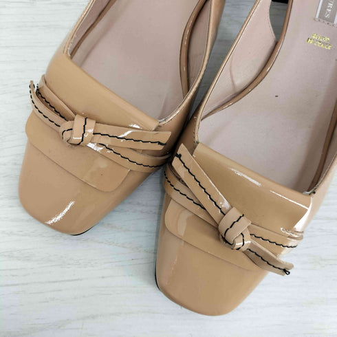 INTER-CHAUSSURES スクエアトゥ チャンキーヒール エナメル バックバンド サンダル レディース JPN:39