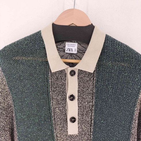 ザラ ZARA ニットポロシャツ メンズ import:M