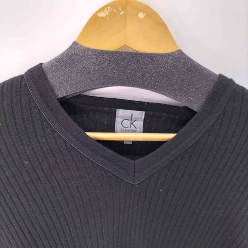 カルバンクライン CALVIN KLEIN L/S 裾ボタンデザイン Vネックニット メンズ import:XL