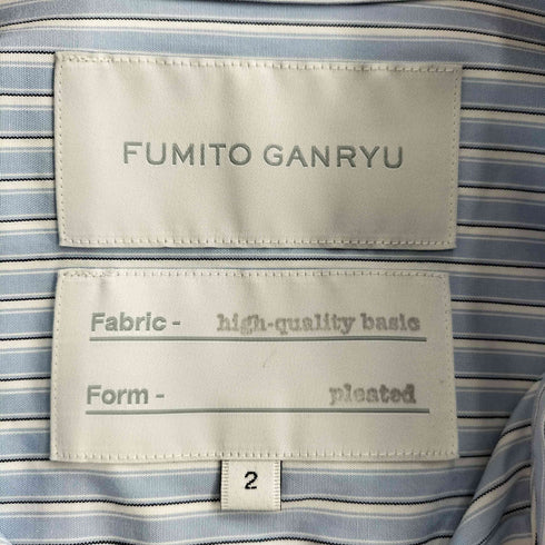 ガンリュウ GANRYU FUMITO GANRYU 21SS SPLEATED SHIRTストライプシャツ メンズ JPN:2