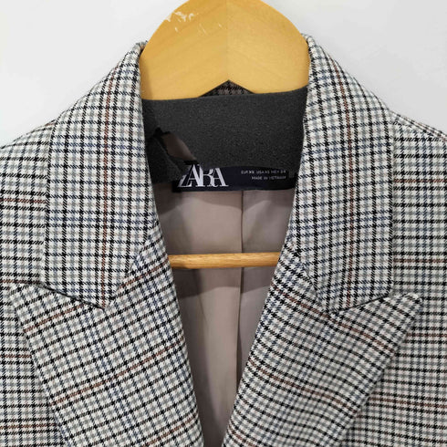 ザラ ZARA チェックダブルテーラードジャケット レディース import:XS