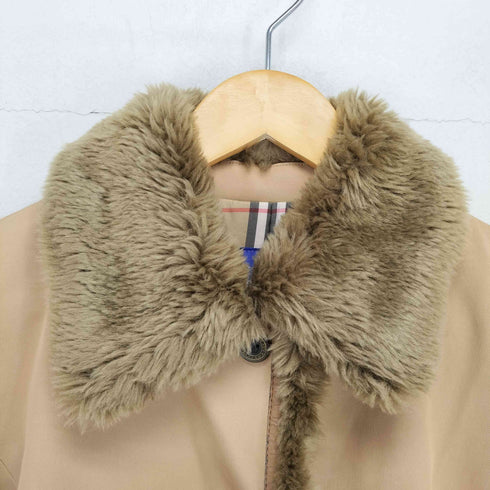 バーバリーロンドン BURBERRY LONDON 裏地ノヴァチェック ファー切替ハーフコート レディース 38