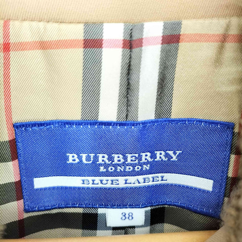 バーバリーロンドン BURBERRY LONDON 裏地ノヴァチェック ファー切替ハーフコート レディース 38
