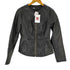 ザラ ZARA エコレザーノーカラーシングルライダースジャケット レディース import:M