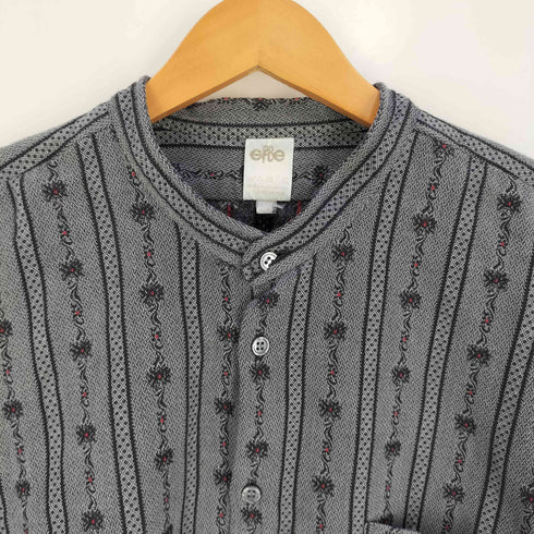 efbe 総柄 刺繍 ハーフボタン バンドカラー チロリアンシャツ メンズ 47/48