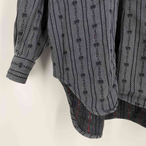 efbe 総柄 刺繍 ハーフボタン バンドカラー チロリアンシャツ メンズ 47/48