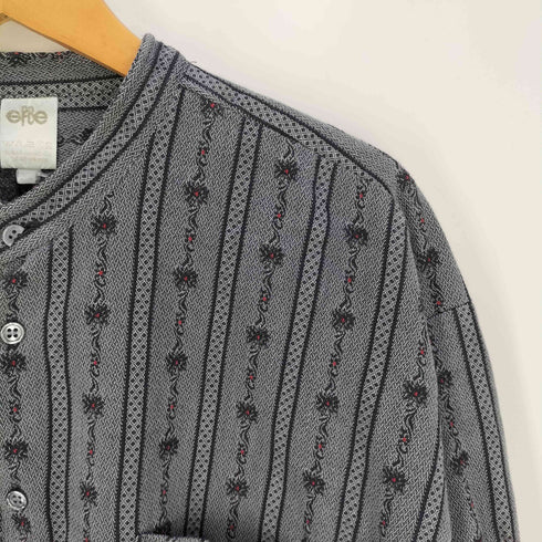 efbe 総柄 刺繍 ハーフボタン バンドカラー チロリアンシャツ メンズ 47/48
