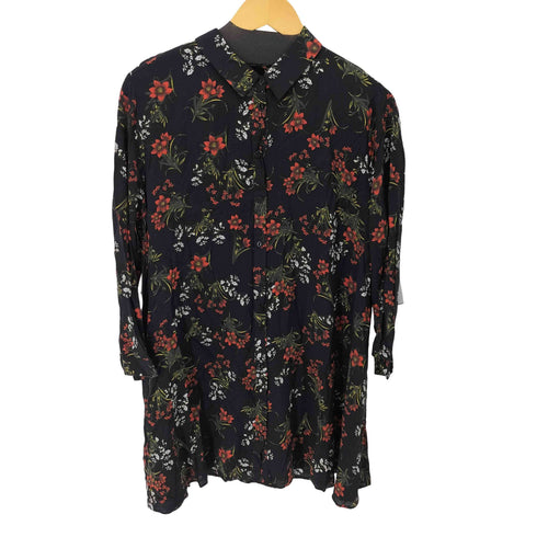 ザラ ZARA 花柄 チュニック シャツワンピース レディース import:L