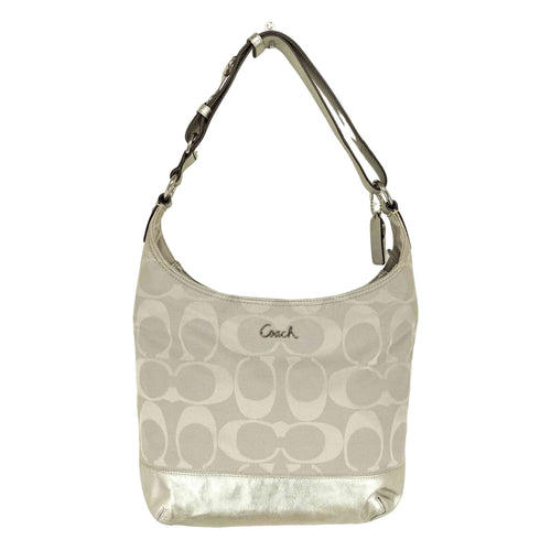 コーチ COACH メタリックレザーシグネチャーロゴショルダーバッグ レディース