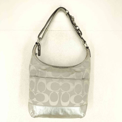 コーチ COACH メタリックレザーシグネチャーロゴショルダーバッグ レディース