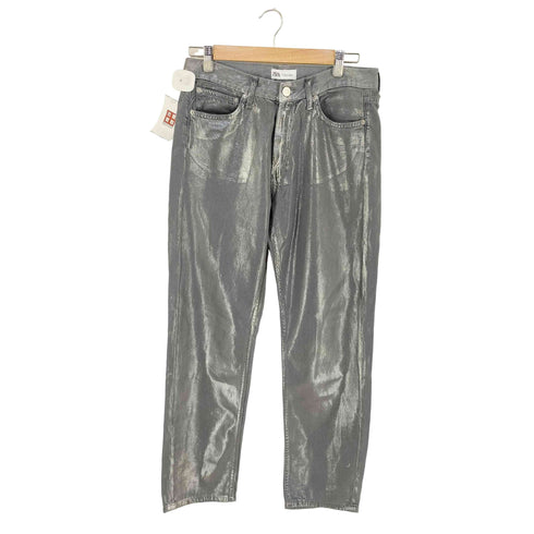 ザラ ZARA STRAIGHT WAXED JEANS レディース EUR:40-42