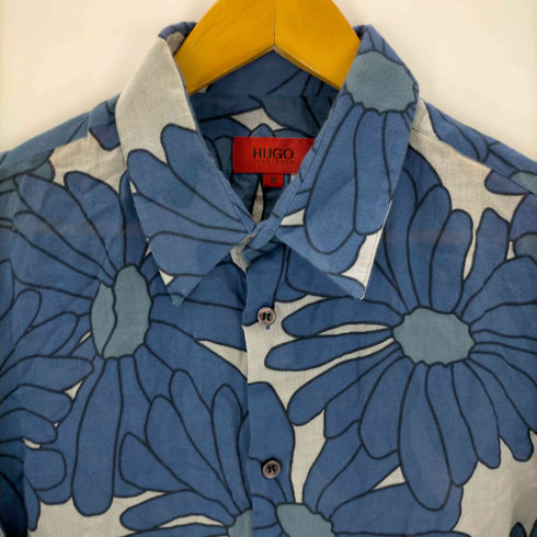 ヒューゴボス HUGO BOSS フラワープリントシア―コットンシャツ メンズ import:M
