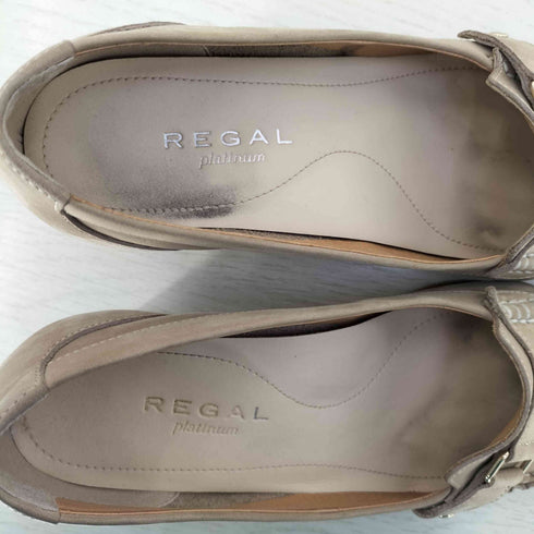 リーガル REGAL platinum ベルトデザイン スクエア レザー ヒール パンプス レディース JPN:23.5