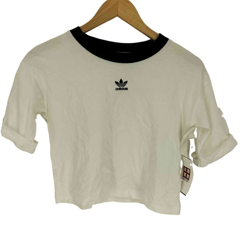 アディダスオリジナルス adidas Originals SMALL EMBLEM CROP TEE トレフォイル ロゴ 刺繍 クロップド Tシャツ レディース JPN:M
