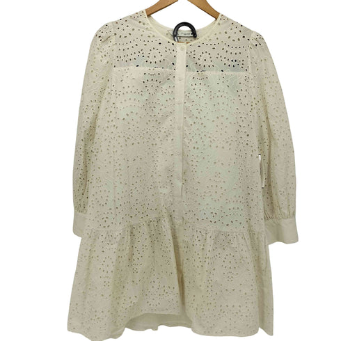 ザラ ZARA ミニスカート付き レース スキッパーシャツワンピース レディース import:M