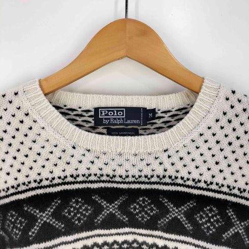 ポロバイラルフローレン Polo by RALPH LAUREN 90s LAMBSWOOL バーズアイ ノルディック ニット メンズ import:M