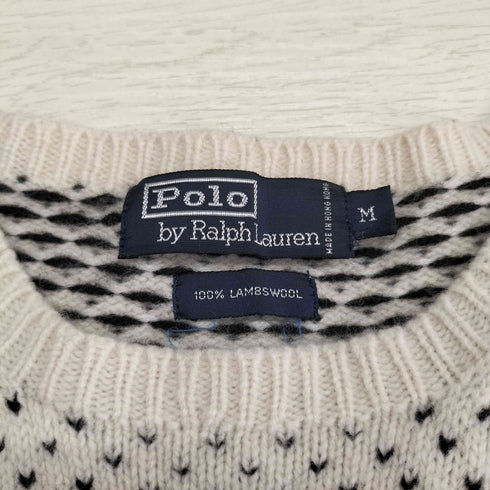 ポロバイラルフローレン Polo by RALPH LAUREN 90s LAMBSWOOL バーズアイ ノルディック ニット メンズ import:M