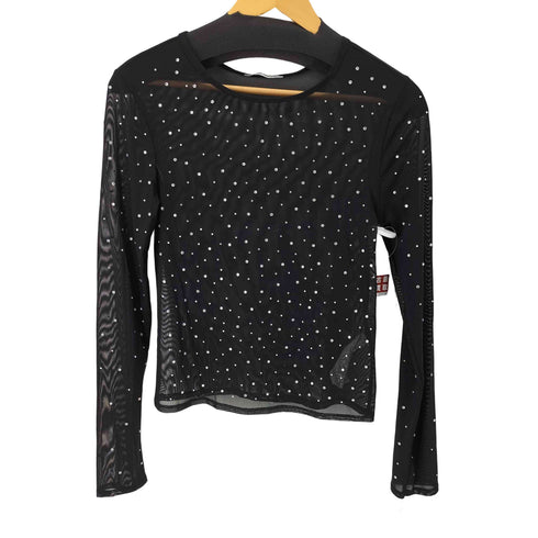 ザラ ZARA L/S ラインストーンシアートップス レディース import:S
