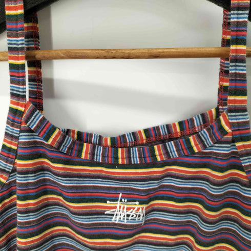 ステューシー Stussy フロントロゴ刺繍 マルチボーダーキャミソール レディース import:M