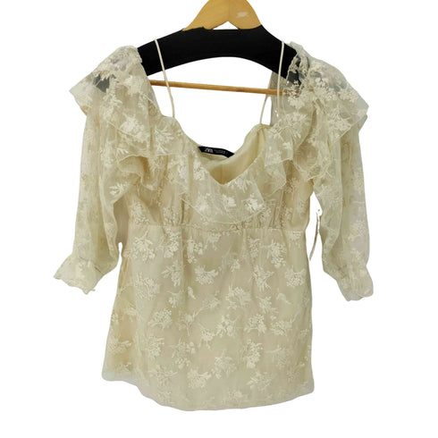 ザラ ZARA チュールデザイン L/S トップス レディース import:M