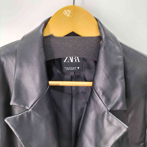 ザラ ZARA フェイクレザー2Bテーラードジャケット レディース import:M