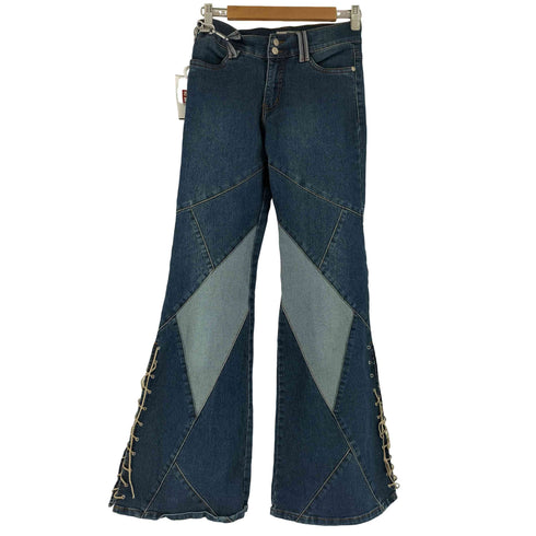 REVOLT JEANS デザイン切替 デニムパンツ ベルボトム メンズ M