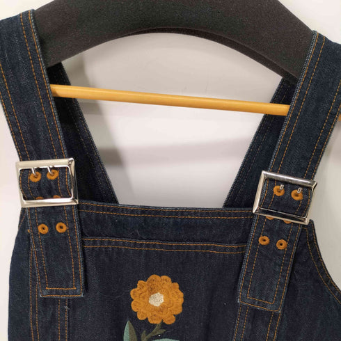 white pepper フラワー刺繍 デニムサロペット レディース