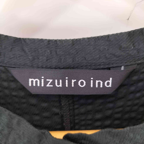 ミズイロインド mizuiro ind シアサッカー バンドカラー シャツワンピース レディース