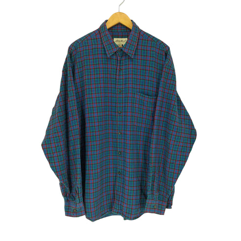 エディーバウアー Eddie Bauer 90S 白タグ チェックネルシャツ メンズ XL