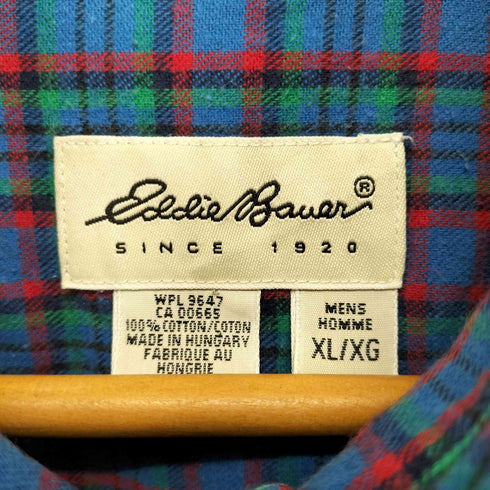 エディーバウアー Eddie Bauer 90S 白タグ チェックネルシャツ メンズ XL