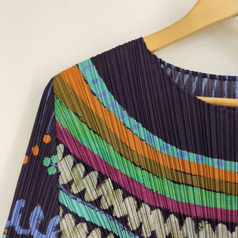 プリーツプリーズイッセイミヤケ PLEATS PLEASE ISSEY MIYAKE 16AW 花火 総柄 プリーツ カットソー レディース JPN:3