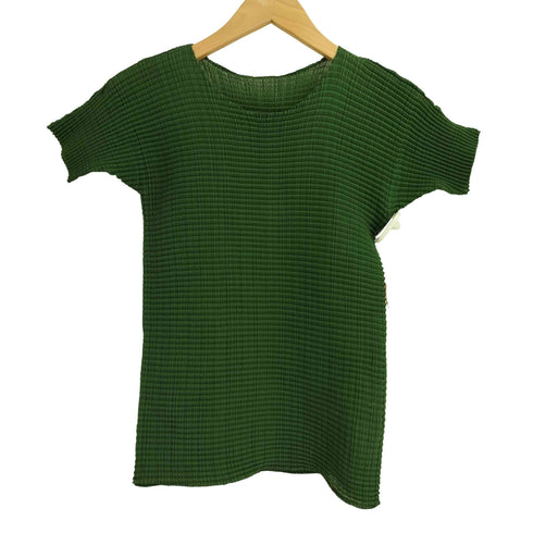 イッセイミヤケ ISSEY MIYAKE 07AW ヘンプ ストレッチ プリーツ 半袖カットソー レディース JPN:M