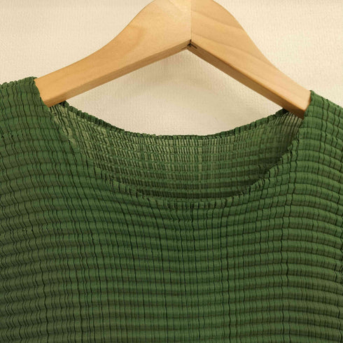 イッセイミヤケ ISSEY MIYAKE 07AW ヘンプ ストレッチ プリーツ 半袖カットソー レディース JPN:M