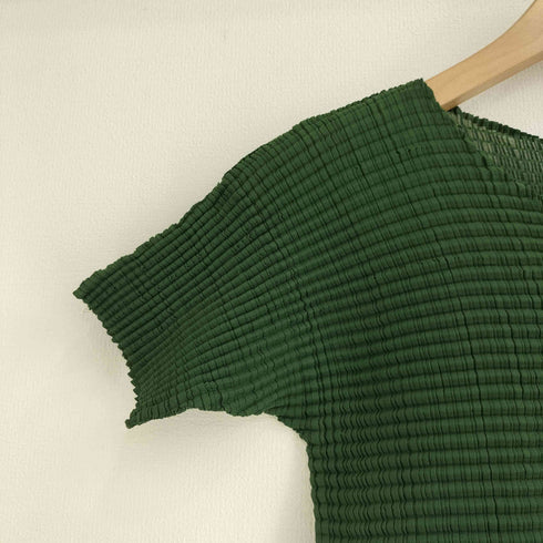 イッセイミヤケ ISSEY MIYAKE 07AW ヘンプ ストレッチ プリーツ 半袖カットソー レディース JPN:M