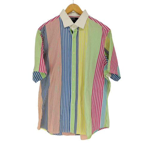 ポロバイラルフローレン Polo by RALPH LAUREN REGENT CUSTOM FIT マルチストライプ 半袖シャツ メンズ US:36