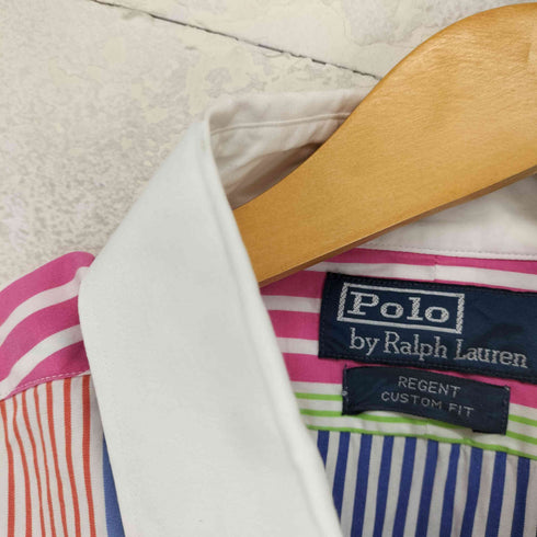 ポロバイラルフローレン Polo by RALPH LAUREN REGENT CUSTOM FIT マルチストライプ 半袖シャツ メンズ US:36
