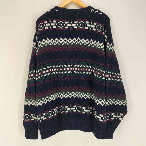 エディーバウアー Eddie Bauer 80S 黒タグ後期 ノルディック柄コットンニット MADE IN USA メンズ L