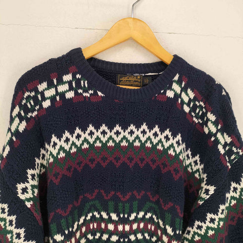 エディーバウアー Eddie Bauer 80S 黒タグ後期 ノルディック柄コットンニット MADE IN USA メンズ L