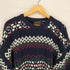 エディーバウアー Eddie Bauer 80S 黒タグ後期 ノルディック柄コットンニット MADE IN USA メンズ L