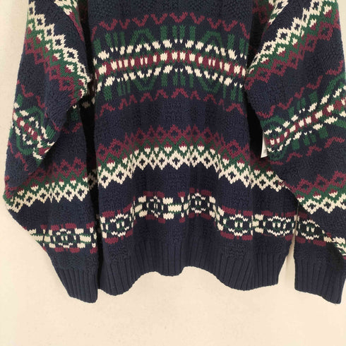 エディーバウアー Eddie Bauer 80S 黒タグ後期 ノルディック柄コットンニット MADE IN USA メンズ L